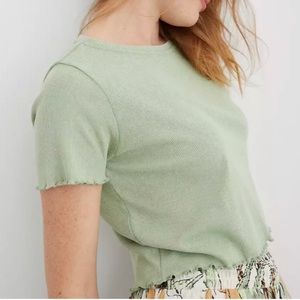 Aerie Ribbed Lettuce Trim Baby Tee